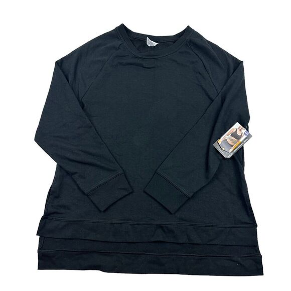 NWT Avia Black Hi-Lo Sweatshirt Pullover Women’s Size XXL 2XL L/S Thumb Holes - Picture 1 of 12